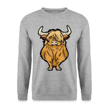 SCOTTISH Highland Vache Bison Taurus Taureau Bande dessinée - Sweat-shirt Unisexe - gris chiné - Devant - Alina (178cm) & Michal (187cm)