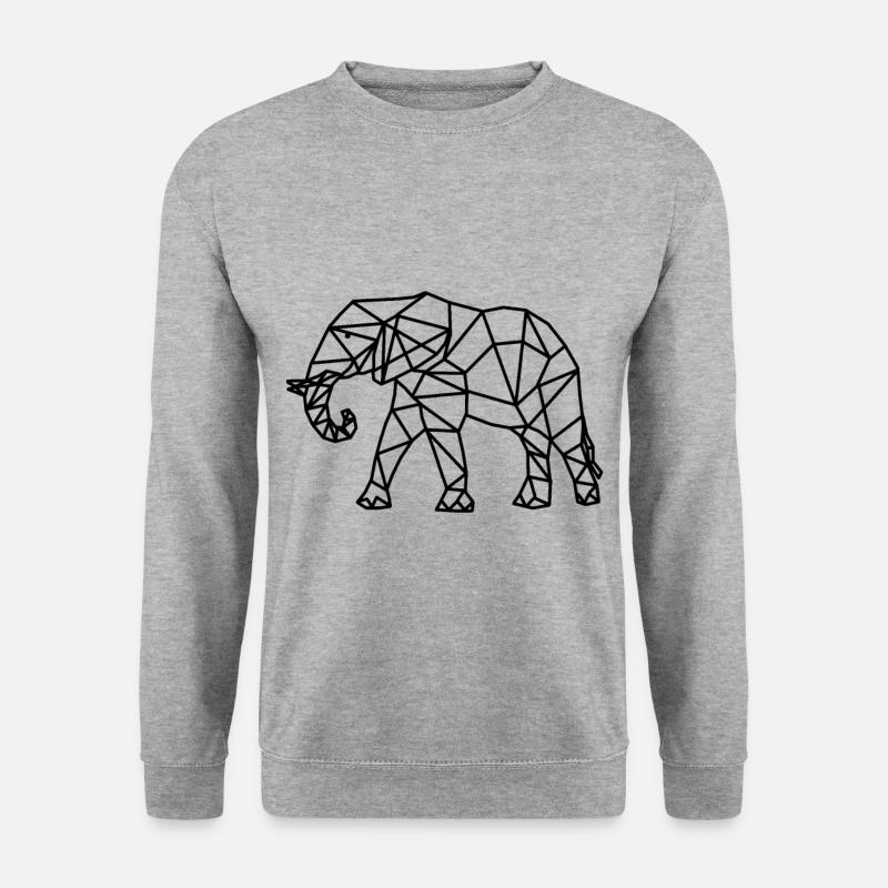 Elefant geometrisch Geometrie Tiere - Unisex Pullover - Weißgrau meliert