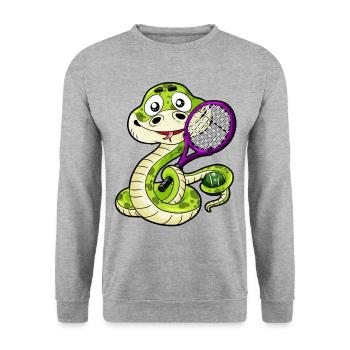 Tennis Snake Tennis Racket Viper Cartoon Comic - Unisex Sweatshirt - salt & pepper - Front - Alina (178cm) & Michal (187cm)