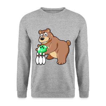 Bowling Ours cône cône Pins Kegler Bowler BD - Sweat-shirt Unisexe - gris chiné - Devant - Alina (178cm) & Michal (187cm)