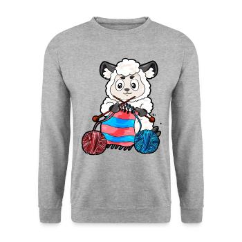 Crochets Couture Tricot Mouton tricoter Cadeau - Sweat-shirt Unisexe - gris chiné - Devant - Alina (178cm) & Michal (187cm)