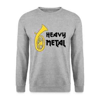Drôle de design de ténor, heavy metal, musique de soufflage - Sweat-shirt Unisexe - gris chiné - Devant - Alina (178cm) & Michal (187cm)