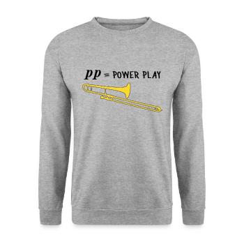 Cadeau de trombone, drôle, pp = power play - Sweat-shirt Unisexe - gris chiné - Devant - Alina (178cm) & Michal (187cm)