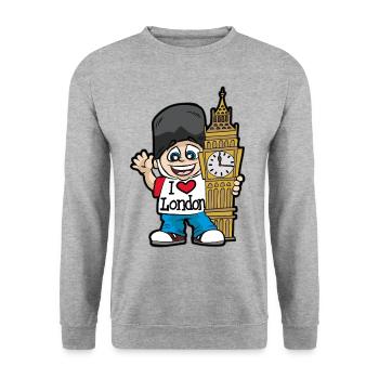 I LOVE LONDON Big Benn Tourist Tower of London UK - Unisex Pullover - Weißgrau meliert - Vorne - Alina (178cm) & Michal (187cm)