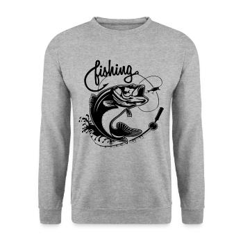 Angler Angeln Fisch - Unisex Pullover - Weißgrau meliert - Vorne - Alina (178cm) & Michal (187cm)