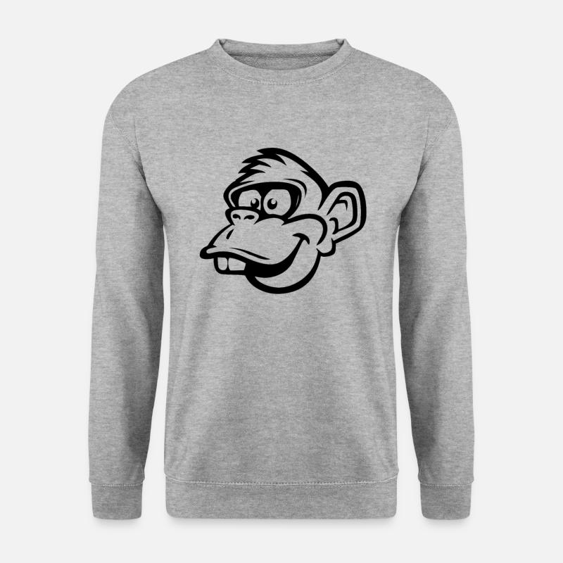Affe Affenkopf Lustiger Schimpanse Geschenk - Unisex Pullover - Weißgrau meliert