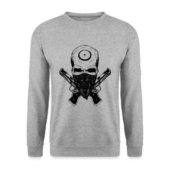 Skull with pistols in black - Unisex Sweatshirt - salt & pepper - Front - Alina (178cm) & Michal (187cm)