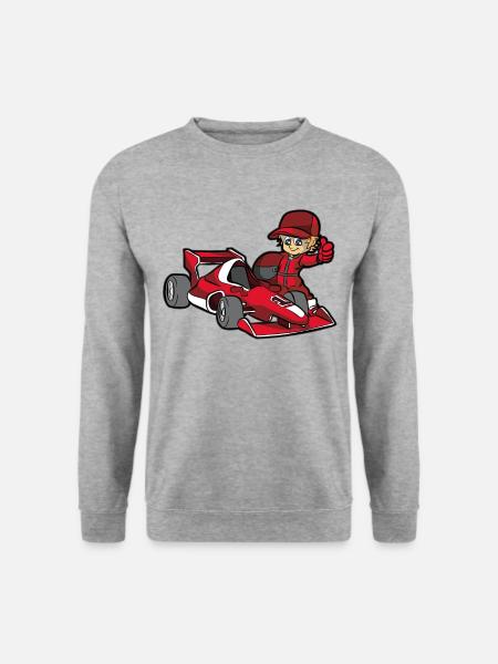 Racing bil pilot rød racerkører søn dreng - Unisex sweater - hvidgrå meleret