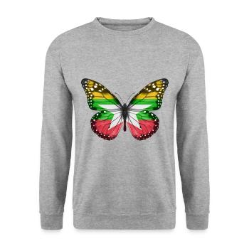 Butterfly Flag Of Myanmar - Unisex Sweatshirt - salt & pepper - Front - Alina (178cm) & Michal (187cm)