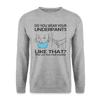 Lustiger Corona Spruch - Unisex Pullover - Weißgrau meliert - Vorne - Alina (178cm) & Michal (187cm)