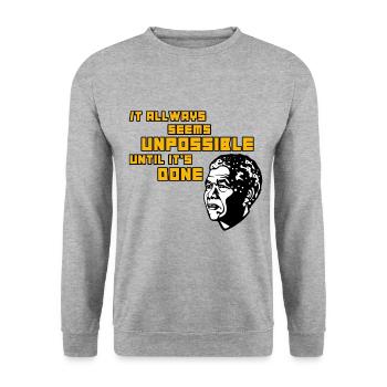 It always seems unpossible until it’s done ! - Sweat-shirt Unisexe - gris chiné - Devant - Alina (178cm) & Michal (187cm)
