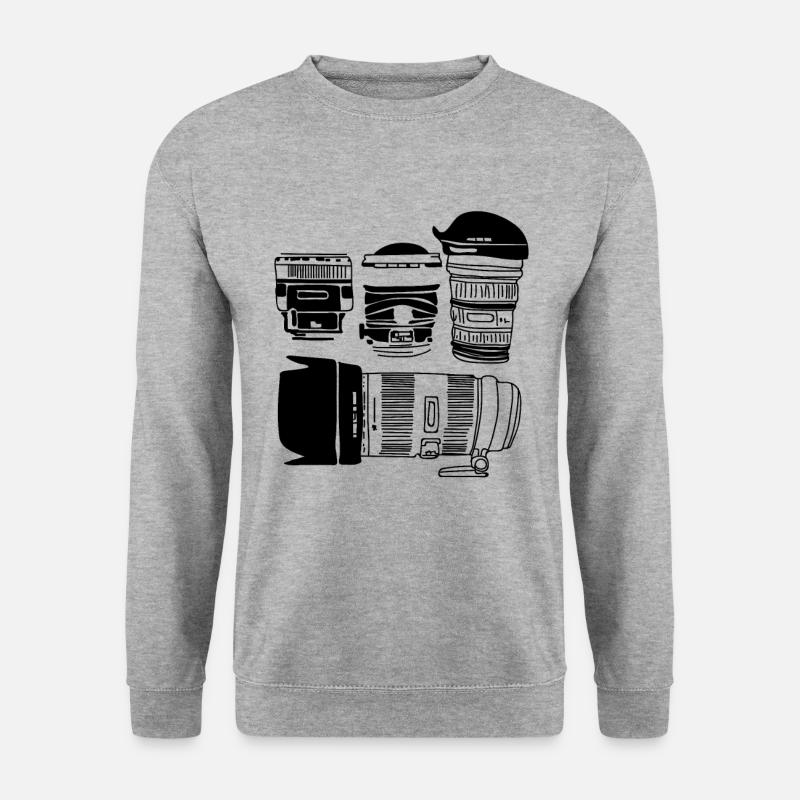 Kameraobjektiv - Unisex Pullover - Weißgrau meliert