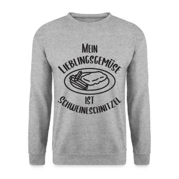 Lieblingsgemüse Schnitzel Fleischesser lustige - Unisex Pullover - Weißgrau meliert - Vorne - Alina (178cm) & Michal (187cm)