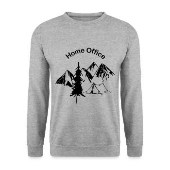 Home Office in den Bergen - Unisex Pullover - Weißgrau meliert - Vorne - Alina (178cm) & Michal (187cm)