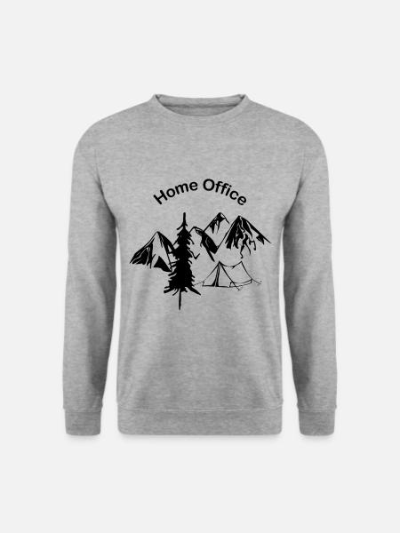 Home Office in den Bergen - Unisex Pullover - Weißgrau meliert