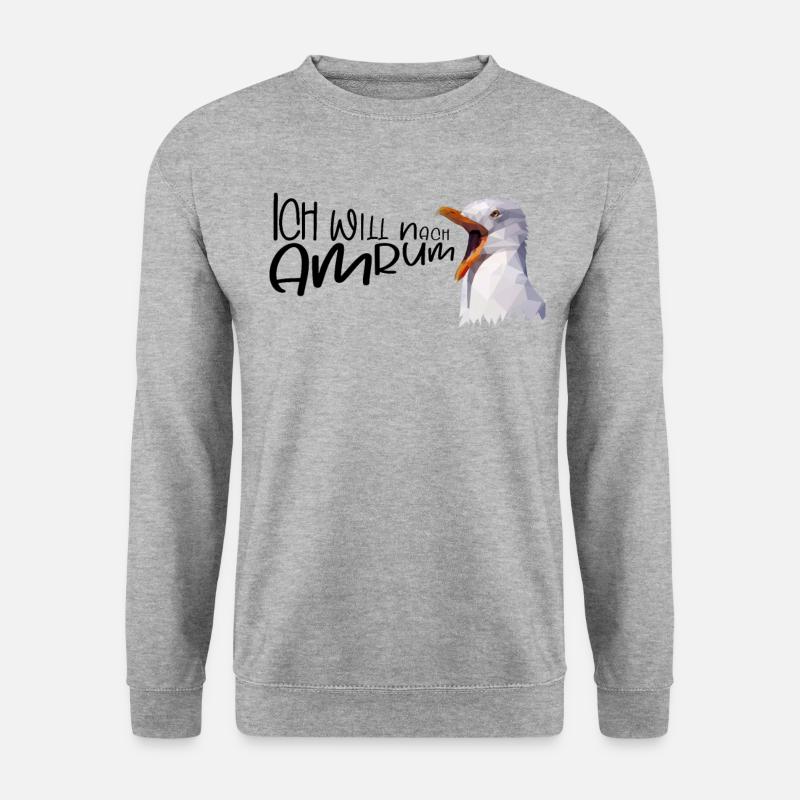 Amrum Urlaub Möwe Nordsee Insel Küste Geschenk - Unisex Pullover - Weißgrau meliert