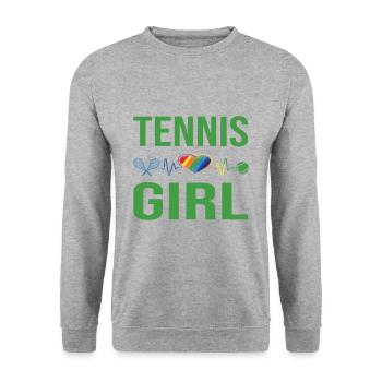 Tennis Girl - Unisex Sweatshirt - salt & pepper - Front - Alina (178cm) & Michal (187cm)