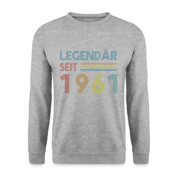 60. Geburtstag Legendär Seit 1961 Vintage Geschenk - Unisex Pullover - Weißgrau meliert - Vorne - Alina (178cm) & Michal (187cm)