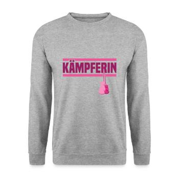 Brustkrebs Bewusstsein Kämpferin Mutter - Unisex Pullover - Weißgrau meliert - Vorne - Alina (178cm) & Michal (187cm)