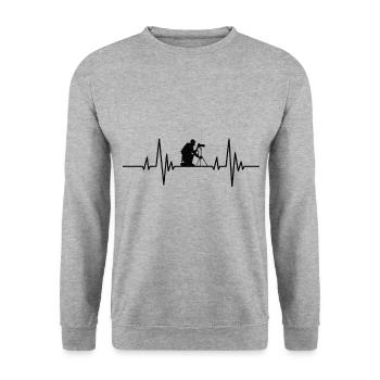 Photographes Pulse Photography Heartbeat Camera - Sweat-shirt Unisexe - gris chiné - Devant - Alina (178cm) & Michal (187cm)