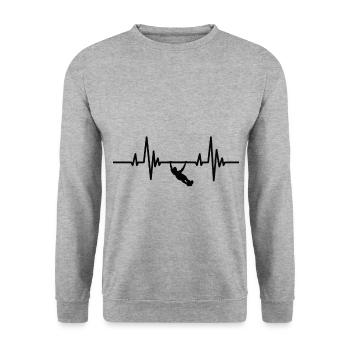 Musculation Fitness Heartbeat Training ECG Sport - Sweat-shirt Unisexe - gris chiné - Devant - Alina (178cm) & Michal (187cm)