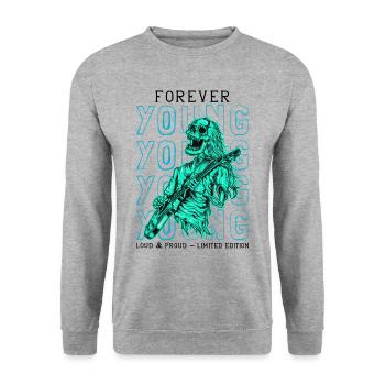 Skeleton Guitarist Guitar Player Rock Music - Unisex Sweatshirt - salt & pepper - Front - Alina (178cm) & Michal (187cm)