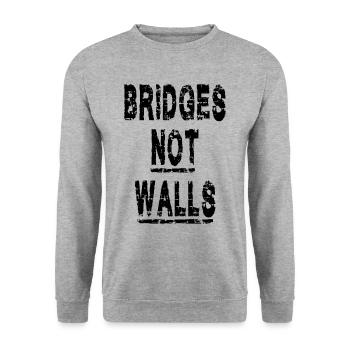 Bridges not Walls Demonstration Demo - Unisex Sweatshirt - salt & pepper - Front - Alina (178cm) & Michal (187cm)