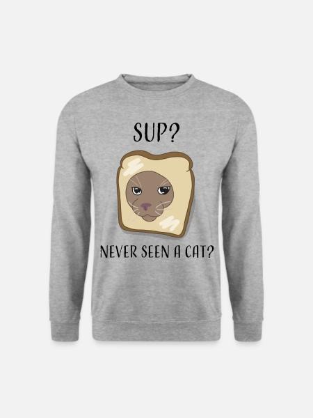 NEVER SEEN A CAT ? - Unisex Pullover - Weißgrau meliert