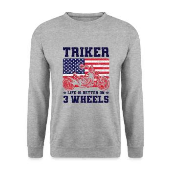 Trike - Unisex Pullover - Weißgrau meliert - Vorne - Alina (178cm) & Michal (187cm)