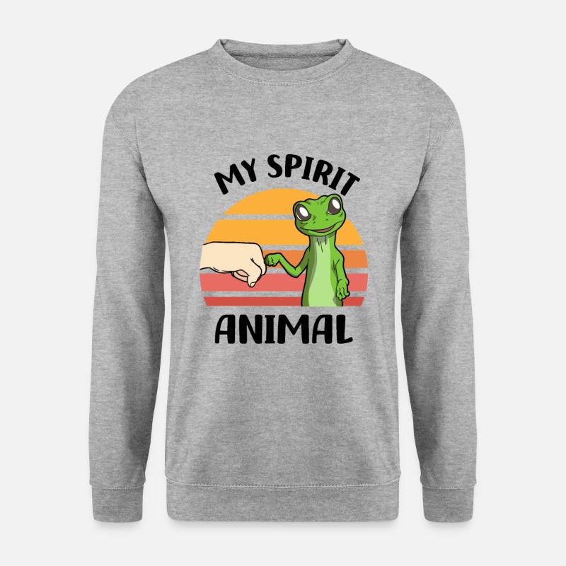 Gecko Liebhaber - Unisex Pullover - Weißgrau meliert