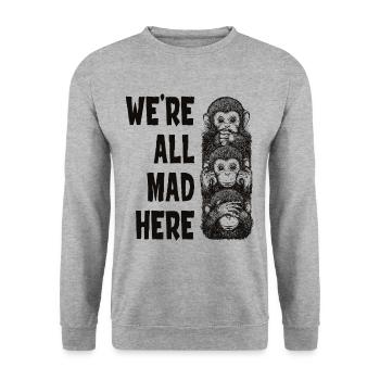 Drei Affen Nichts sehen, nichts sagen, nichts höre - Unisex Pullover - Weißgrau meliert - Vorne - Alina (178cm) & Michal (187cm)