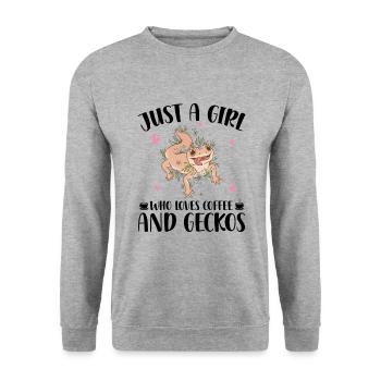 Gecko Lovers Idées cadeaux | Animaux Geckos - Sweat-shirt Unisexe - gris chiné - Devant - Alina (178cm) & Michal (187cm)