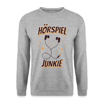 Hörspiele Junkie Hörbuch Liebhaber Geschenkidee - Unisex Pullover - Weißgrau meliert - Vorne - Alina (178cm) & Michal (187cm)