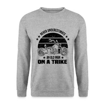 Trike Motorrad Triker Trikes Trikefahrer Geschenke - Unisex Pullover - Weißgrau meliert - Vorne - Alina (178cm) & Michal (187cm)