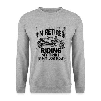 Idées cadeaux Triker | Trike Moto à trois roues - Sweat-shirt Unisexe - gris chiné - Devant - Alina (178cm) & Michal (187cm)