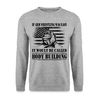 Armwrestler USA-Flaggen-Handdrücken - Unisex Pullover - Weißgrau meliert - Vorne - Alina (178cm) & Michal (187cm)