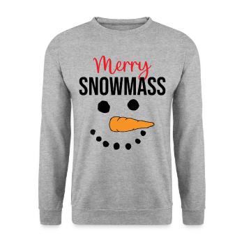 Snowman - Merry Snowmass - Unisex Pullover - Weißgrau meliert - Vorne - Alina (178cm) & Michal (187cm)
