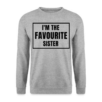 Ich bin die Lieblingsschwester - Unisex Pullover - Weißgrau meliert - Vorne - Alina (178cm) & Michal (187cm)