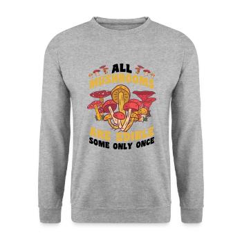 Mushroom picking - Unisex Sweatshirt - salt & pepper - Front - Alina (178cm) & Michal (187cm)
