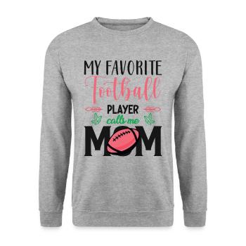 Footballer Mutter Mom favorite Football Player - Unisex Pullover - Weißgrau meliert - Vorne - Alina (178cm) & Michal (187cm)