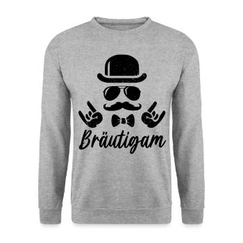 JGA T-Shirt Bräutigam Polterabend Männer Poltern - Unisex Pullover - Weißgrau meliert - Vorne - Alina (178cm) & Michal (187cm)