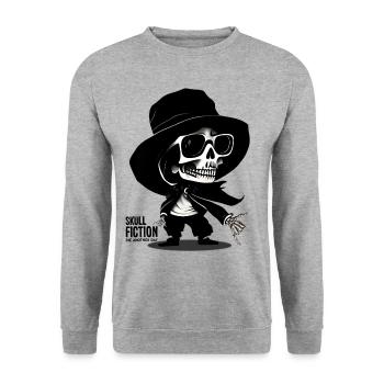 Totenkopf Skull Fiction Totenschädel - Unisex Sweatshirt - salt & pepper - Front - Alina (178cm) & Michal (187cm)