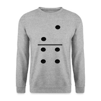 Domino Game Tile 2-4 - Lustiges Gruppenkostüm - Unisex Pullover - Weißgrau meliert - Vorne - Alina (178cm) & Michal (187cm)