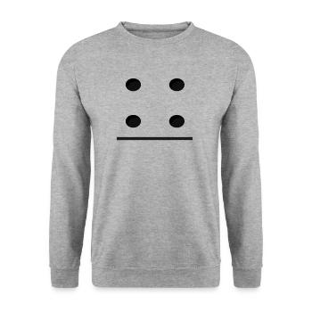 Domino Game Tile 4-0 - Lustiges Gruppenkostüm - Unisex Pullover - Weißgrau meliert - Vorne - Alina (178cm) & Michal (187cm)