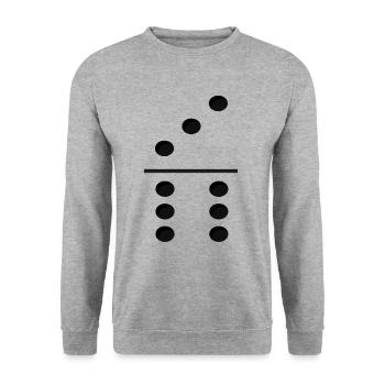 Domino Game Tile 3-6 - Lustiges Gruppenkostüm - Unisex Pullover - Weißgrau meliert - Vorne - Alina (178cm) & Michal (187cm)