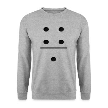 Domino Game Tile 4-1 - Lustiges Gruppenkostüm - Unisex Pullover - Weißgrau meliert - Vorne - Alina (178cm) & Michal (187cm)