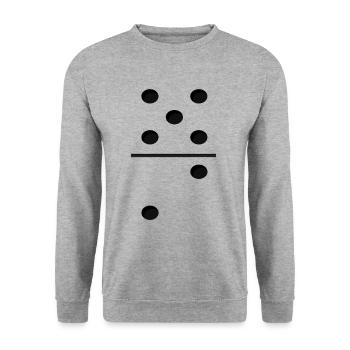 Domino Game Tile 5-2 - Lustiges Gruppenkostüm - Unisex Pullover - Weißgrau meliert - Vorne - Alina (178cm) & Michal (187cm)