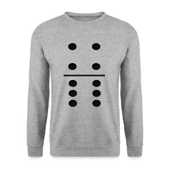 Domino Game Tile 4-6 - Lustiges Gruppenkostüm - Unisex Pullover - Weißgrau meliert - Vorne - Alina (178cm) & Michal (187cm)