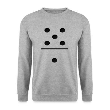 Domino Game Tile 5-1 - Lustiges Gruppenkostüm - Unisex Pullover - Weißgrau meliert - Vorne - Alina (178cm) & Michal (187cm)