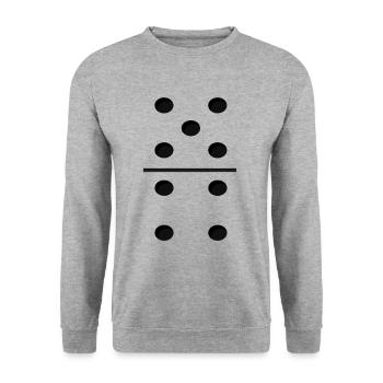 Domino Game Tile 5-4 - Lustiges Gruppenkostüm - Unisex Pullover - Weißgrau meliert - Vorne - Alina (178cm) & Michal (187cm)